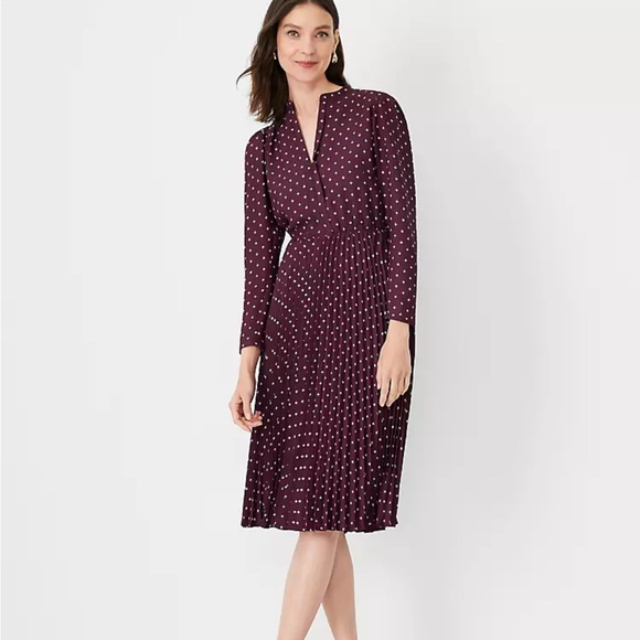 Ann Taylor Dresses & Skirts - Ann Taylor burgundy / Purple Pleated Dress size 16